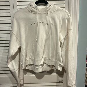 Cream Abercrombie cropped hoodie